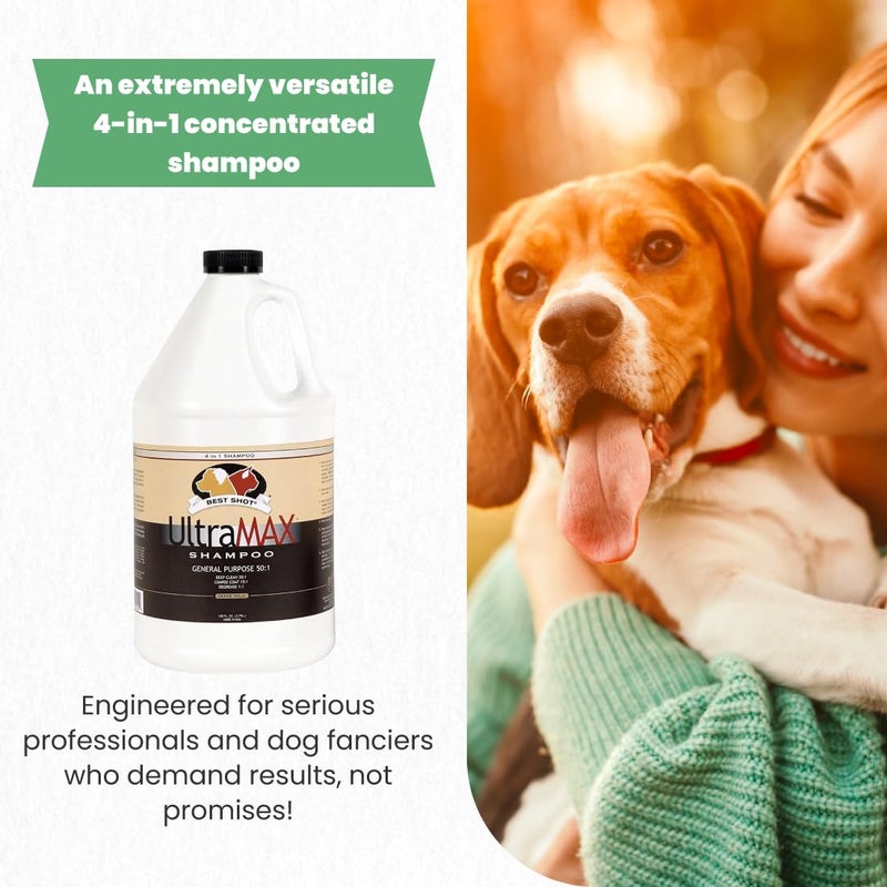 Best Shot UltraMAX Pro 4-in-1 Shampoo, Versatile Pet Shampoo, Ideal Pet Grooming Supplies, Ready to Use, Sweet Pea Essence, 1.1 Gallon - Image 3